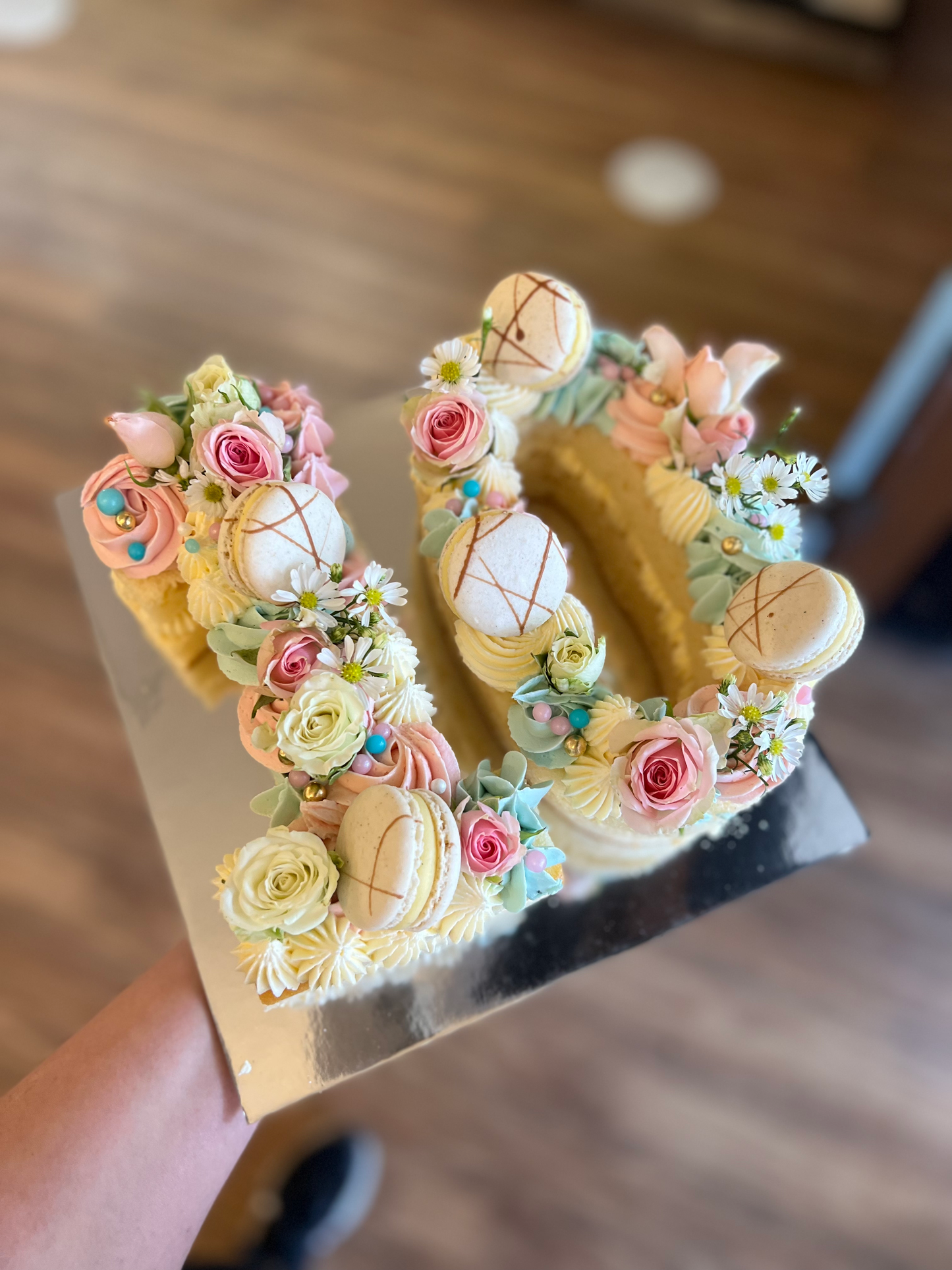 Number/letter cake White, Pink and blue