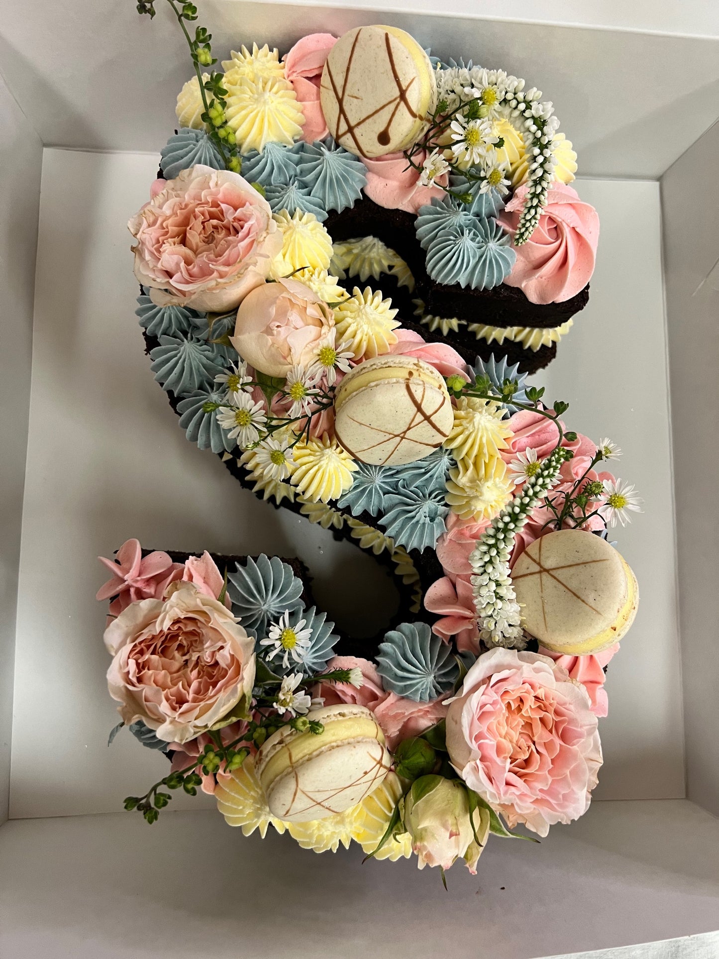 Number/letter cake White, Pink and blue