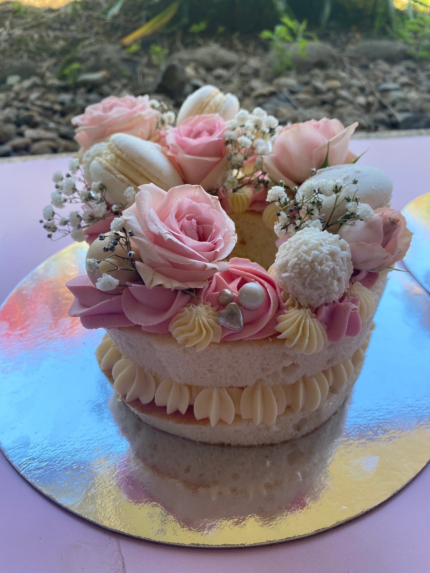 Number/letter cake Pink and white