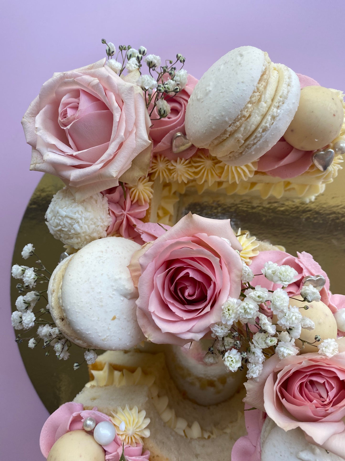 Number/letter cake Pink and white