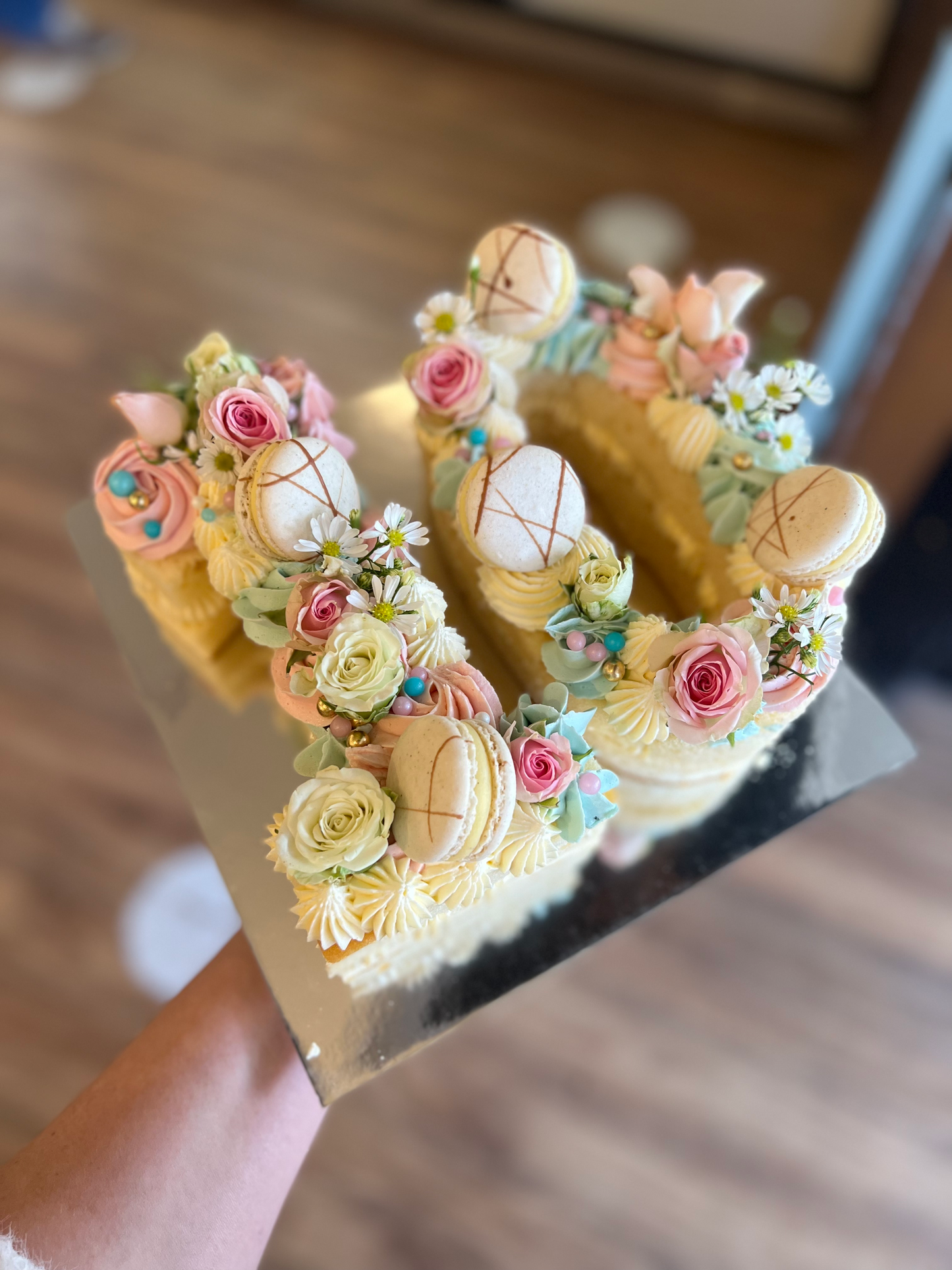 Number/letter cake White, Pink and blue